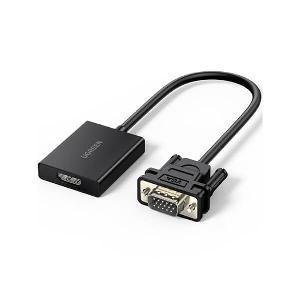 CM513, UGREEN VGA To HDMI Adapter With 3.5mm And USB-C, 0.15cm, Black